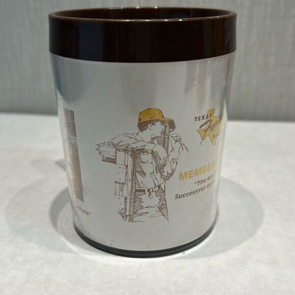 Vtg Texas Farm Bureau Coffee Mug Brown Plastic Membership Agriculture Farm USA - Picture 3 of 7